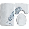 thumbnail image 1 of PUDMAD A Writing Feather Water 3 Piece Bathroom Rugs Set Bath Rug Contour Mat and Toilet Lid Cover, 1 of 2