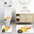 thumbnail image 1 of PUDMAD A a Flaming Wheel 3 Piece Bathroom Rugs Set Bath Rug Contour Mat and Toilet Lid Cover, 1 of 2