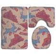 thumbnail image 1 of PUDMAD Abbit 3 Piece Bathroom Rugs Set Bath Rug Contour Mat and Toilet Lid Cover, 1 of 2