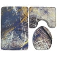 thumbnail image 1 of PUDMAD Abstract Beautiful Yellow Color Dynamic 3 Piece Bathroom Rugs Set Bath Rug Contour Mat and Toilet Lid Cover, 1 of 2