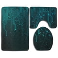 thumbnail image 1 of PUDMAD Abstract Blue Gifts 3 Piece Bathroom Rugs Set Bath Rug Contour Mat and Toilet Lid Cover, 1 of 2