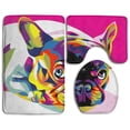 thumbnail image 1 of PUDMAD Abstract Bulldog 3 Piece Bathroom Rugs Set Bath Rug Contour Mat and Toilet Lid Cover, 1 of 2