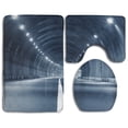 thumbnail image 1 of PUDMAD Abstract Car Tunnel Trajectory 3 Piece Bathroom Rugs Set Bath Rug Contour Mat and Toilet Lid Cover, 1 of 2