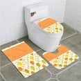 thumbnail image 1 of PUDMAD Abstract Circular Shaped Round Icons Interlace Forms Retro Style Artsy Orange 3 Piece Bathroom Rugs Set Bath Rug Contour Mat and Toilet Lid Cover, 1 of 2