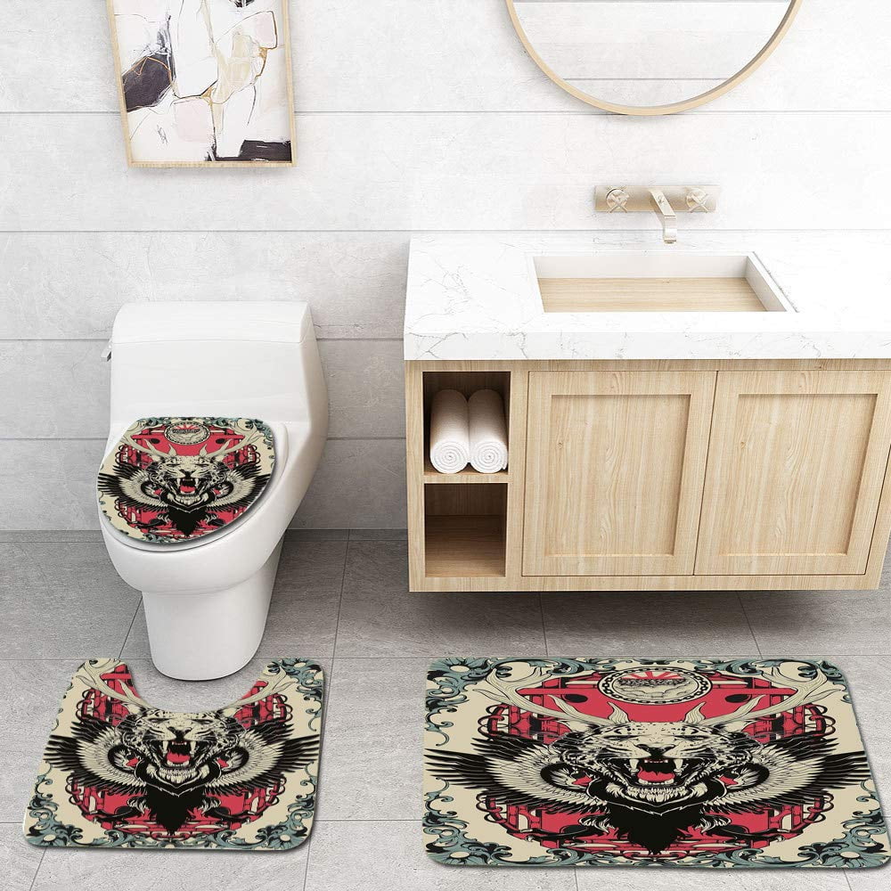 PUDMAD Abstract Gothic Drawing a Leopard Horns and Wings Floral ...