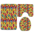 thumbnail image 1 of PUDMAD Abstract Home Colorful Rainbows Wheels Spiral Wavy Round Fashionable Cartoon Style 3 Piece Bathroom Rugs Set Bath Rug Contour Mat and Toilet Lid Cover, 1 of 2
