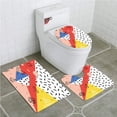 thumbnail image 1 of PUDMAD Abstract Modern Geometric Trippy Figures Triangles Cubes Circles Rollers Dots Artful 3 Piece Bathroom Rugs Set Bath Rug Contour Mat and Toilet Lid Cover, 1 of 2