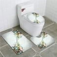 thumbnail image 1 of PUDMAD Abstract Modern Rainbow Like Waves and Circles Patterned in Disco Themed 3 Piece Bathroom Rugs Set Bath Rug Contour Mat and Toilet Lid Cover, 1 of 2
