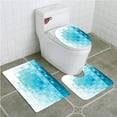 thumbnail image 1 of PUDMAD Abstract Mosaic Style Soft Toned Fractal Square Shapes Charming Light Effects 3 Piece Bathroom Rugs Set Bath Rug Contour Mat and Toilet Lid Cover, 1 of 2