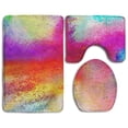 thumbnail image 1 of PUDMAD Abstract Multi Colored Powder 3 Piece Bathroom Rugs Set Bath Rug Contour Mat and Toilet Lid Cover, 1 of 2