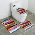 thumbnail image 1 of PUDMAD Abstract Multicolored Expressionist Work Art Vibrant Rainbow Tainted 3 Piece Bathroom Rugs Set Bath Rug Contour Mat and Toilet Lid Cover, 1 of 2