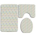 thumbnail image 1 of PUDMAD Abstract Ornamental Rain Droplets Different s Lines Dots 3 Piece Bathroom Rugs Set Bath Rug Contour Mat and Toilet Lid Cover, 1 of 2