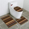 thumbnail image 1 of PUDMAD Abstract Retro Vertical Striped Background in Different Shades Earthen 3 Piece Bathroom Rugs Set Bath Rug Contour Mat and Toilet Lid Cover, 1 of 2
