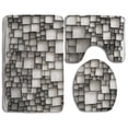 thumbnail image 1 of PUDMAD Abstract Square 3 Piece Bathroom Rugs Set Bath Rug Contour Mat and Toilet Lid Cover, 1 of 2