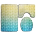 thumbnail image 1 of PUDMAD Abstract Summer Tropical Blue and Yellow 3 Piece Bathroom Rugs Set Bath Rug Contour Mat and Toilet Lid Cover, 1 of 2