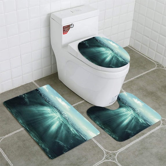 PUDMAD Abyss Abstract Environmental Backgrounds for Your 3 Piece Bathroom Rugs Set Bath Rug Contour Mat and Toilet Lid Cover