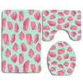 thumbnail image 1 of PUDMAD Acqua Strawberry 3 Piece Bathroom Rugs Set Bath Rug Contour Mat and Toilet Lid Cover, 1 of 2