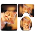 thumbnail image 1 of PUDMAD Adorable Kitty 3 Piece Bathroom Rugs Set Bath Rug Contour Mat and Toilet Lid Cover, 1 of 2