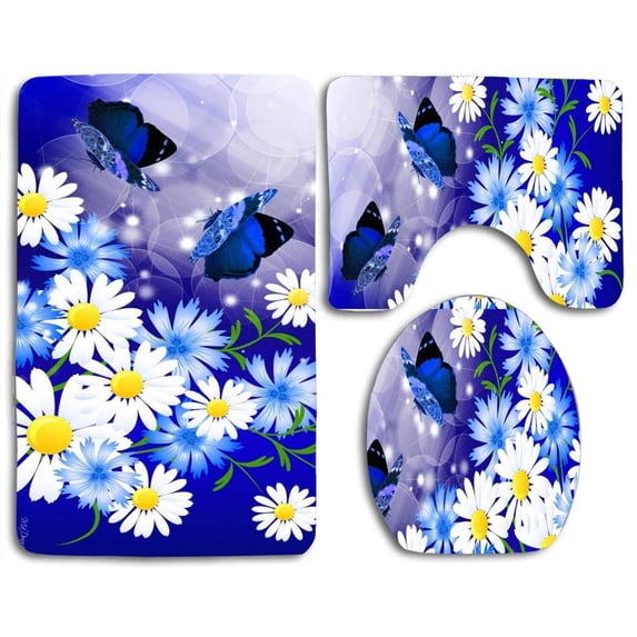 PUDMAD Adoration s 3 Piece Bathroom Rugs Set Bath Rug Contour Mat and Toilet Lid Cover
