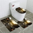 thumbnail image 1 of PUDMAD Adventure Rider Driving a Chopper on Asphalt Road Within Forest Journey Photography 3 Piece Bathroom Rugs Set Bath Rug Contour Mat and Toilet Lid Cover, 1 of 2