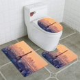 thumbnail image 1 of PUDMAD Aerial View Paris at Sunset 3 Piece Bathroom Rugs Set Bath Rug Contour Mat and Toilet Lid Cover, 1 of 2
