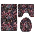thumbnail image 1 of PUDMAD Aisley Floral Pink Dark] 3 Piece Bathroom Rugs Set Bath Rug Contour Mat and Toilet Lid Cover, 1 of 2
