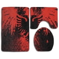 thumbnail image 1 of PUDMAD Albanian Flag Eagle Bird 3 Piece Bathroom Rugs Set Bath Rug Contour Mat and Toilet Lid Cover, 1 of 2