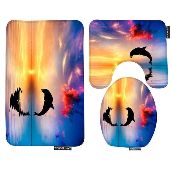 PUDMAD Alberta Amazing 3 Piece Bathroom Rugs Set Bath Rug Contour Mat and Toilet Lid Cover