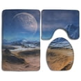 thumbnail image 1 of PUDMAD Alien Planet Fantasy 3 Piece Bathroom Rugs Set Bath Rug Contour Mat and Toilet Lid Cover, 1 of 2