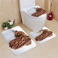 thumbnail image 1 of PUDMAD Almond Chocolate dip ice Cream Marble 3 Piece Bathroom Rugs Set Bath Rug Contour Mat and Toilet Lid Cover, 1 of 2