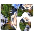 thumbnail image 1 of PUDMAD Amazing Forest Sunset 3 Piece Bathroom Rugs Set Bath Rug Contour Mat and Toilet Lid Cover, 1 of 2