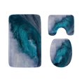 thumbnail image 1 of PUDMAD Amazing Perfect Wave 3 Piece Bathroom Rugs Set Bath Rug Contour Mat and Toilet Lid Cover, 1 of 2