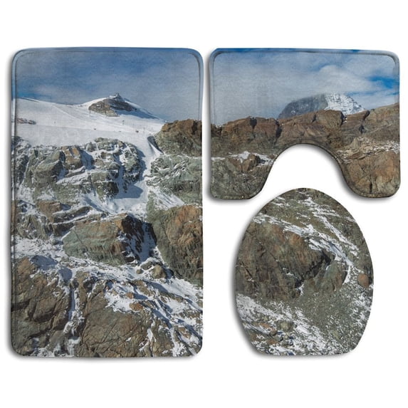PUDMAD Amazing Winter Panorama To Swiss Alps Switzerl 3 Piece Bathroom Rugs Set Bath Rug Contour Mat and Toilet Lid Cover