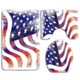 thumbnail image 1 of PUDMAD American Flag 3 Piece Bathroom Rugs Set Bath Rug Contour Mat and Toilet Lid Cover, 1 of 2