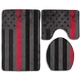 thumbnail image 1 of PUDMAD American Flag Black and Red 3 Piece Bathroom Rugs Set Bath Rug Contour Mat and Toilet Lid Cover, 1 of 2