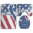 thumbnail image 1 of PUDMAD American Flag Liberty Statue 3 Piece Bathroom Rugs Set Bath Rug Contour Mat and Toilet Lid Cover, 1 of 2