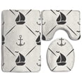 thumbnail image 1 of PUDMAD Anchor Sailboat Shape and Line 3 Piece Bathroom Rugs Set Bath Rug Contour Mat and Toilet Lid Cover, 1 of 2