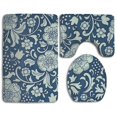 thumbnail image 1 of PUDMAD Ancient Printed Blue 3 Piece Bathroom Rugs Set Bath Rug Contour Mat and Toilet Lid Cover, 1 of 2