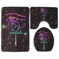 thumbnail image 1 of PUDMAD Ankh Eye Horus Ancient Egyptian 3 Piece Bathroom Rugs Set Bath Rug Contour Mat and Toilet Lid Cover, 1 of 2