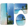 thumbnail image 1 of PUDMAD Anse Lazio Beach at Praslin Island Surf Beach 3 Piece Bathroom Rugs Set Bath Rug Contour Mat and Toilet Lid Cover, 1 of 2