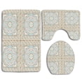 thumbnail image 1 of PUDMAD Antique Mosaic Tile Floral Elements Twists and Colorful Circular 3 Piece Bathroom Rugs Set Bath Rug Contour Mat and Toilet Lid Cover, 1 of 2