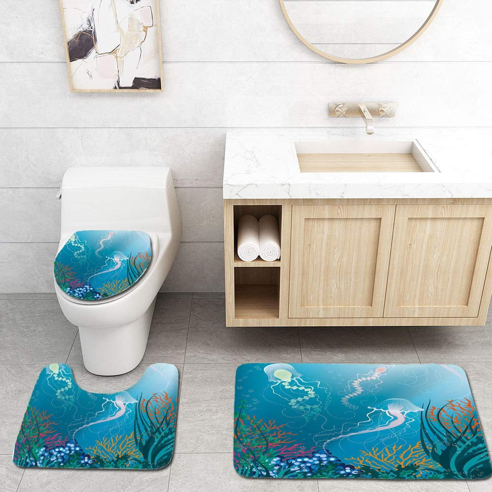 Oceanic Throw Rigs PUDMAD Aquarium Artistic Jellyfishes Swimming Under Sea Coral Reef ...