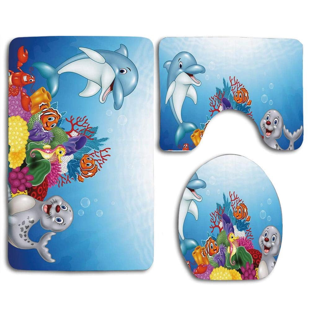 PUDMAD Aquarium Happy Adorable Tropical Ocean on Coral Reef Cartoon ...