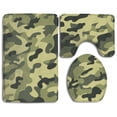 thumbnail image 1 of PUDMAD Army Green Camo 3 Piece Bathroom Rugs Set Bath Rug Contour Mat and Toilet Lid Cover, 1 of 2