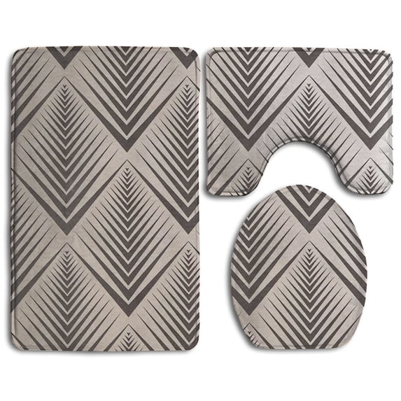 PUDMAD Art 3 Piece Bathroom Rugs Set Bath Rug Contour Mat and Toilet Lid Cover