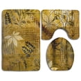thumbnail image 1 of PUDMAD Art Floral Autumn Card 3 Piece Bathroom Rugs Set Bath Rug Contour Mat and Toilet Lid Cover, 1 of 2