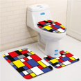 thumbnail image 1 of PUDMAD Art Mondrianesque Pop Colorful Squares Lively Colors Geometric Shapes 3 Piece Bathroom Rugs Set Bath Rug Contour Mat and Toilet Lid Cover, 1 of 2