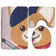 thumbnail image 1 of PUDMAD Artist Corgi 3 Piece Bathroom Rugs Set Bath Rug Contour Mat and Toilet Lid Cover, 1 of 2