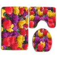 thumbnail image 1 of PUDMAD Assorted Tulips 3 Piece Bathroom Rugs Set Bath Rug Contour Mat and Toilet Lid Cover, 1 of 2