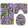 thumbnail image 1 of PUDMAD Aster Composites Purple Violet 3 Piece Bathroom Rugs Set Bath Rug Contour Mat and Toilet Lid Cover, 1 of 2